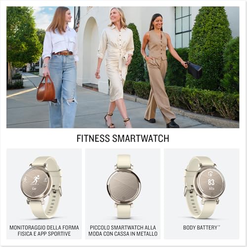 Garmin Lily 2, Smartwatch Elegante e Compatto, 35 mm, Cassa in Metallo, Lente Decorata, Touchscreen, GPS Connesso, Activity Tracker, Cardio, PulseOx, App Fitness e Sport, Cream Gold & Coconut : Altro