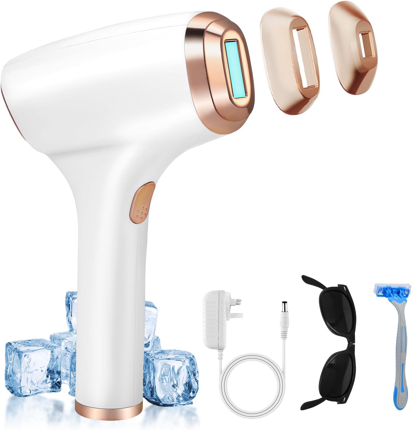 3 in 1 Epilatore Luce Pulsata, 9 Livelli di Energia HR/SC/RA Depilazione con Raffreddamento a Ghiaccio, IPL laser peli donna 999,900, Epilatore Laser per Donna, Uomo, Viso, Bikini, Corpo