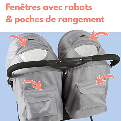 Bambisol Passeggino a doppia costa | Ideale per gemelli fin dalla nascita con pieghevole ultra compatto | Colore nero e grigio : Amazon.it: Prima infanzia