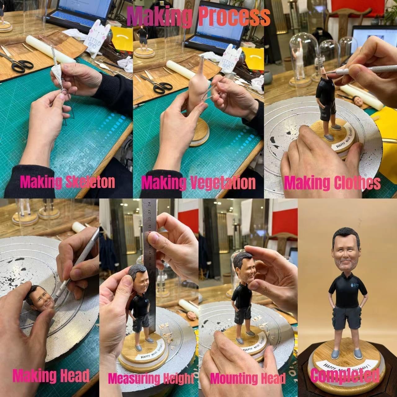 Statuetta Bobblehead Personalizzata - Bobble Head Regalo Con Foto Reale - Ornamento Da Tavolo per San Valentino, Natale, Compleanno, Matrimoni