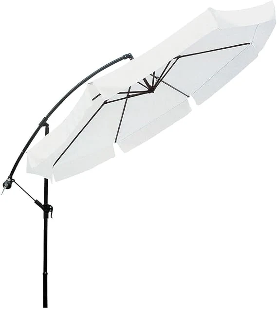 Ombrellone Rotondo ø3m Bianco Con Braccio Laterale In Acciaio E Manovella