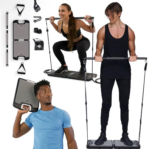 EVO Gym   Attrezzatura portatile per l'allenamento della forza, palestra a casa, palestra tutto in uno, 10 bande di resistenza, base per barra da palestra e maniglie per viaggi, attrezzatura portatile : Amazon.it: Sport e tempo libero