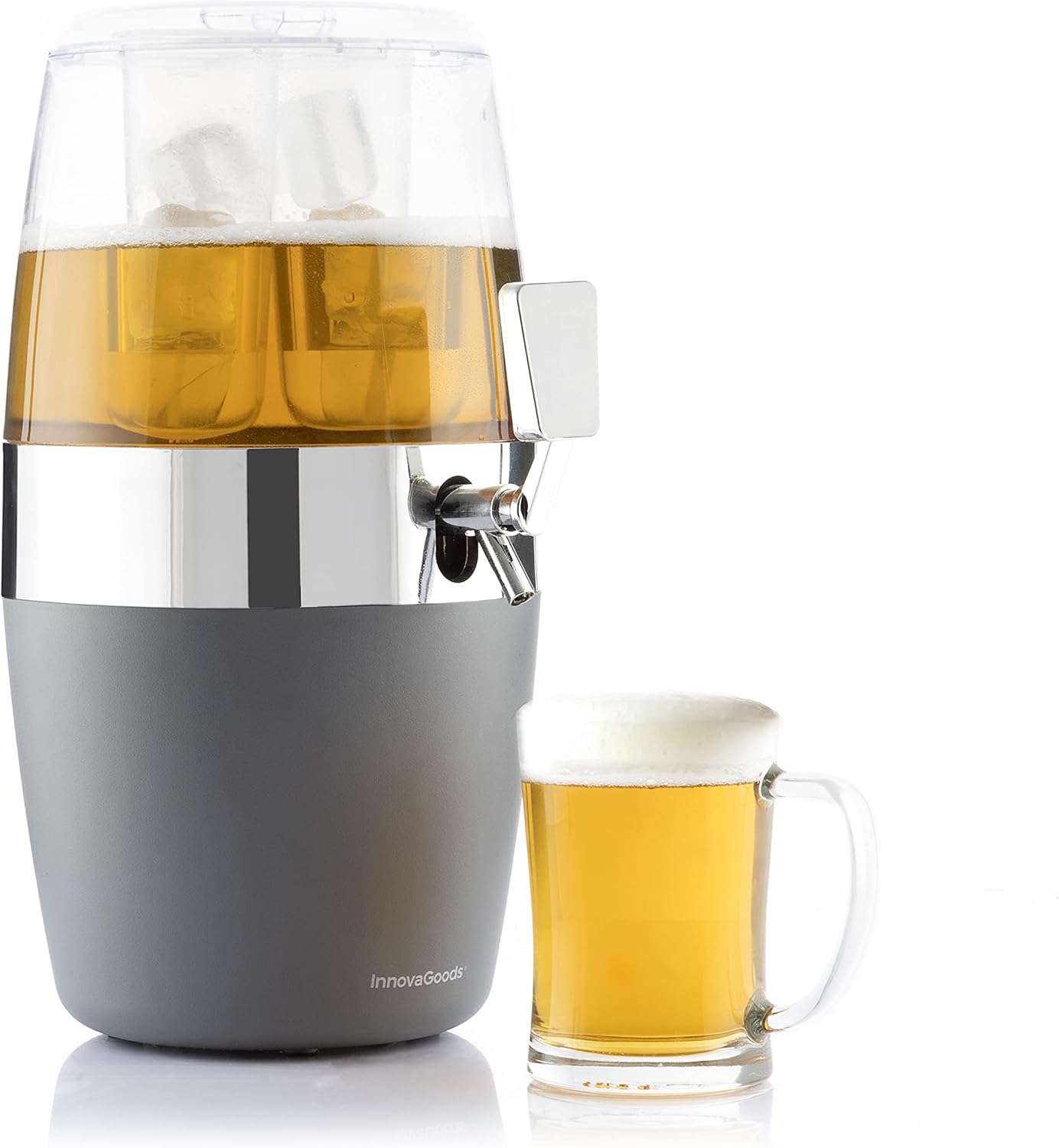 InnovaGoods Ball Dispenser di Birra refrigerante, Acrilico, Argento, 24x24x42 cm