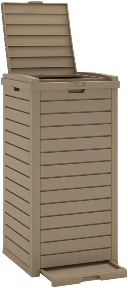 vidaXL Cestino per Rifiuti da Esterno Marrone 41x41x86cm Polipropilene