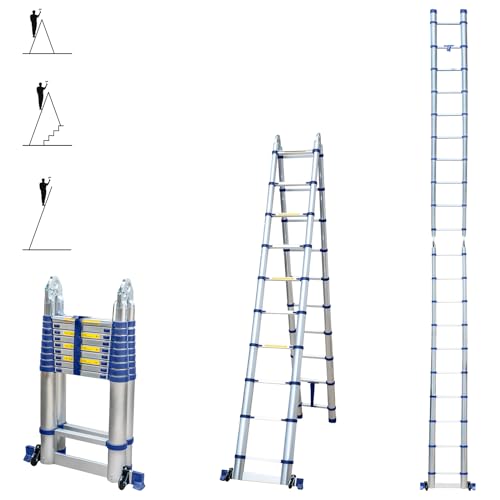 Scala telescopica articolata in alluminio 6,2m (3,1   3,1) Stempakt Hostrom, leggera, compatta e pieghevole, altezza di lavoro massima 7,1m, carico massimo 150 kg, garanzia di 5 anni : Amazon.it: Fai da te