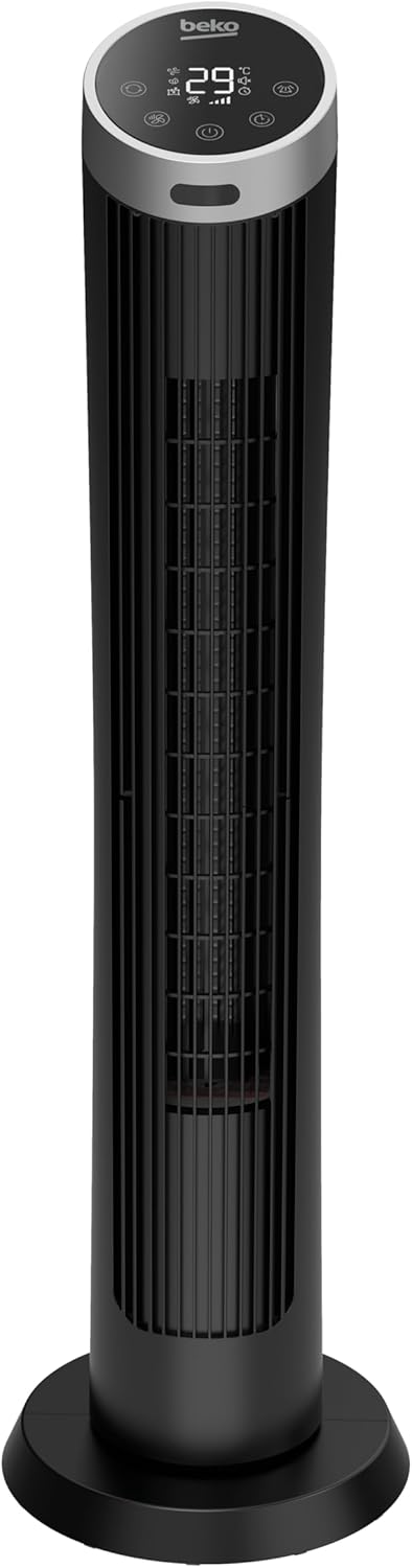 Beko EFW6900B Digital Tower Fan, 45W, 4 Speed, LED Display, Oscillation 70°, Timer 24h, Black