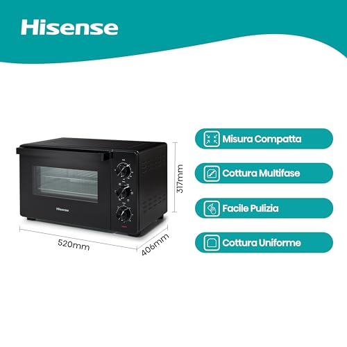 Hisense, HOM30M   Fornetto elettrico 30L, tre livelli di cottura, ventilato, girarrosto, comandi 3 manopole : Amazon.it: Grandi elettrodomestici