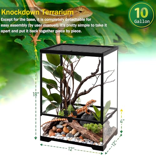 NEPTONION Terrario professionale in vetro da 30,5 x 30,5 x 45,7 cm, per rettili, con telaio in lega di alluminio resistente al calore, doppie porte frontali a battente per evitare inceppamenti, sabbia : Amazon.it: Prodotti per animali domestici