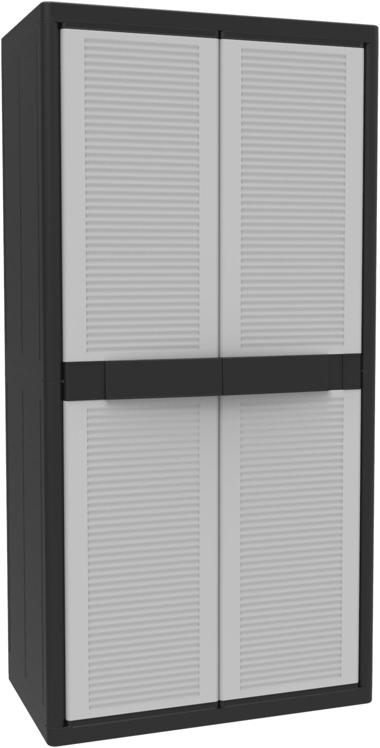Terry, Jumbo Cab 2900 Qblack, Armadio da Esterno Interno a Due Ante, 3 Ripiani Interni Regolabili. Materiale: Plastica, Dimensioni: 89,7x53,7x180 cm