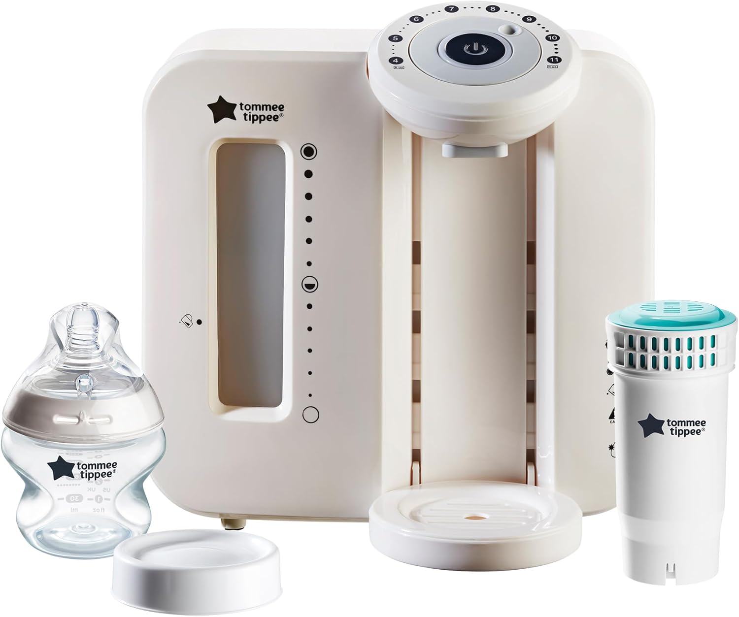 Tommee Tippee Perfect Prep Day and Night: preparazione rapida del biberon con filtro antibatterico, display digitale e funzioni per il sonno, Grigio antracite