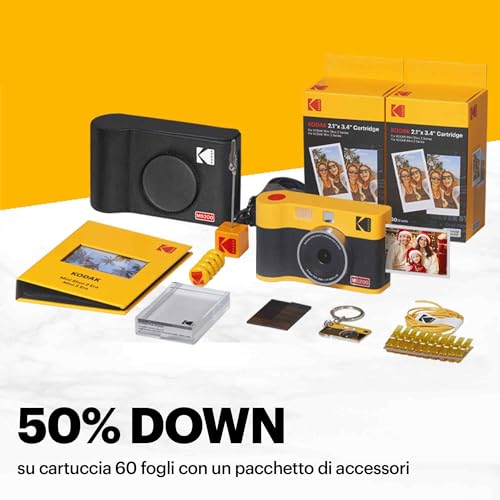 KODAK Mini Shot 2 Era Regalo di Natale 4PASS 2 in 1 Fotocamera Istantanea & Stampante Fotografica (Fotocamera Istantanea   8 Fgoli inclusi   Pacchetto accessori e 60 Fogli, Giallo) : Elettronica