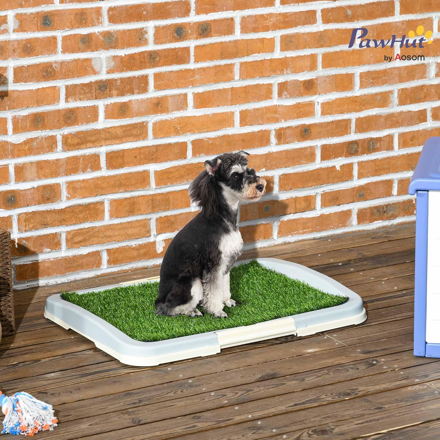 PawHut Toilette per Cani a 3 Strati, Lettiera per Cani e Cuccioli con Prato Sintetico, Griglia e Vassoio Inferiore, 63x48.5cm