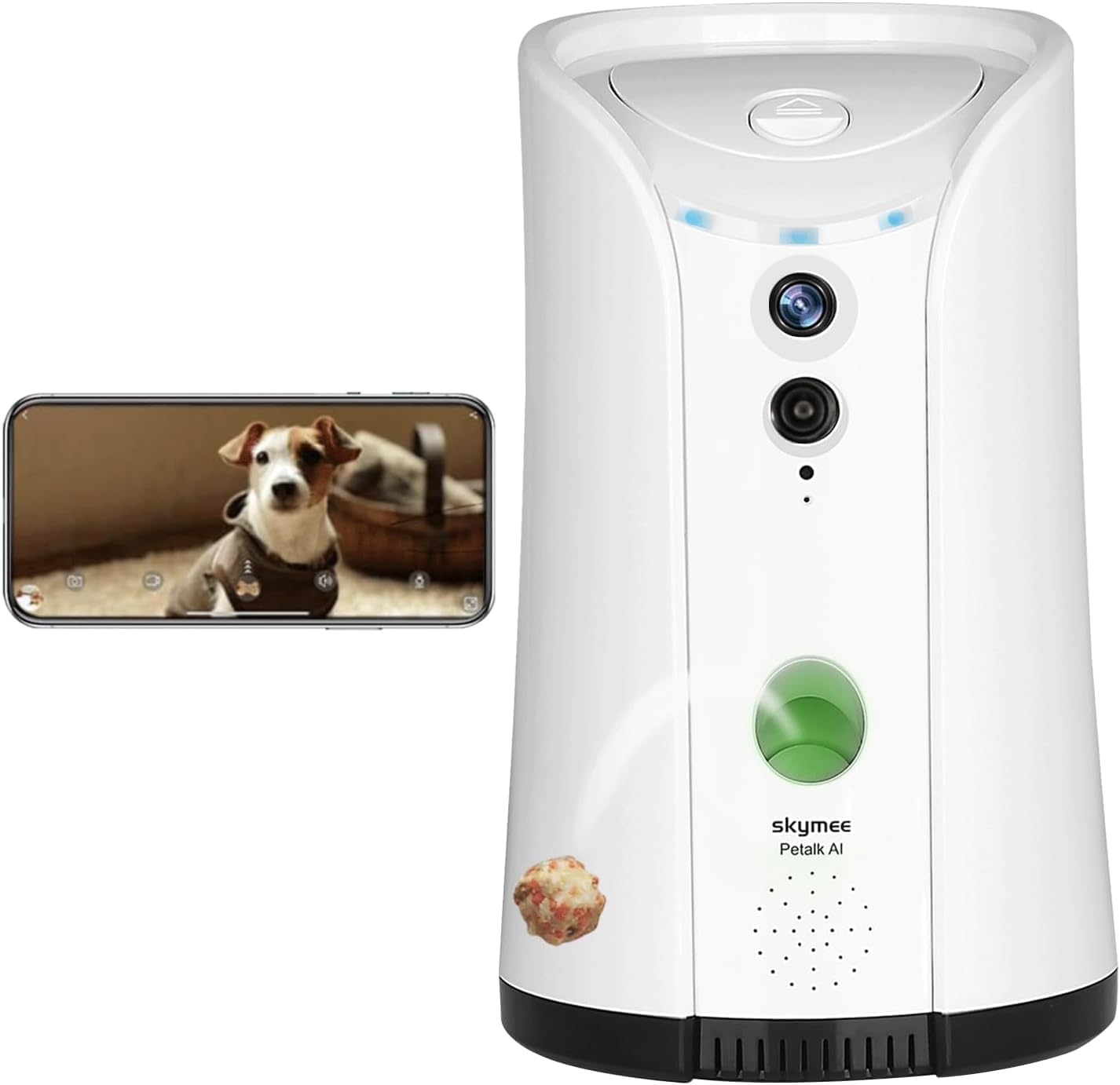 SKYMEE Dog CameraTreat Dispenser, videocamera WiFi Full HD per animali domestici con audio bidirezionale e visione notturna