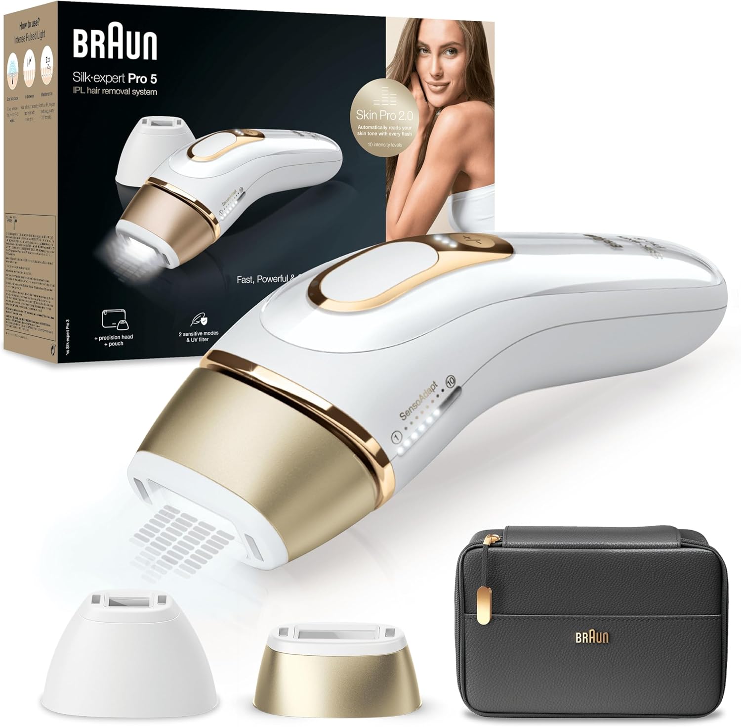 Braun Silk·expert Pro 5 Epilatore Luce Pulsata, Depilatore Corpo Donna, Alternativa All’Epilazione Laser, Laser Peli Donna, Con Custodia, 2 Testine, Luce Pulsata Braun, Idea Regalo, PL5140