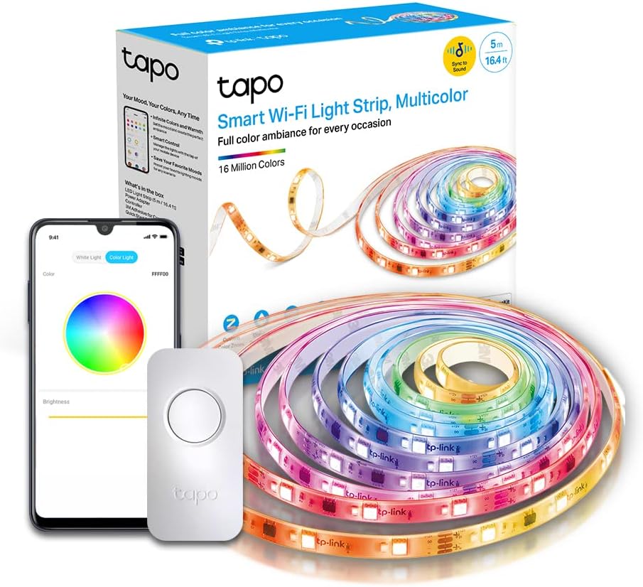 Tapo L900 Smart Wi-Fi Striscia LED, Controllo Vocale Compatibile con Alexa e Google Assistant, 2 Confezioni L900-5 con 1 Alimentatore, Sync-to-Music, Accorciabile e Controllo dall'APP