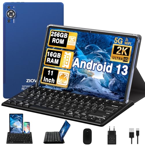 ZIOVO Tablet 11 Pollici Android 13 Tablet PC,16GB RAM 256GB ROM/TF 1TB, Octa Cores 2.0Ghz Tablet, 5G WiFi/Corpo in Metallo/8600mAh/ 2000 * 1200 FHD IPS/13 5MP/GMS/BT5.0,Tablet con Tastiera&Mouse   Blu : Informatica