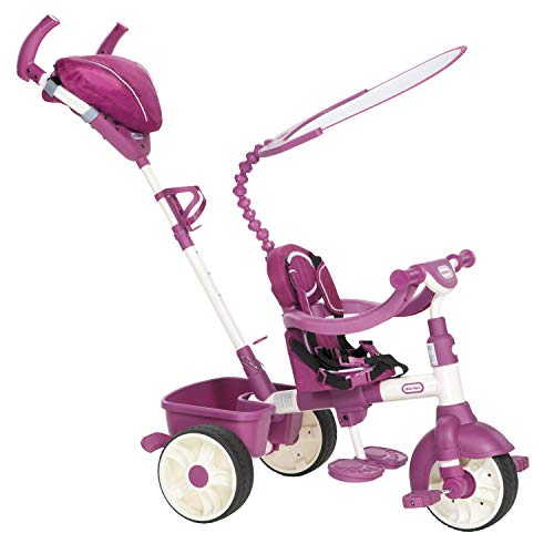 Little Tikes Triciclo 4 in 1 Edizione Sport. Quattro Fasi di Crescita. Con Manico, Manubrio e Sedile Regolabili con Cintura, Tettino di Protezione. Da Montare. Adatto dai 9 Mesi. Rosa e Bianco : Amazon.it: Giochi e giocattoli