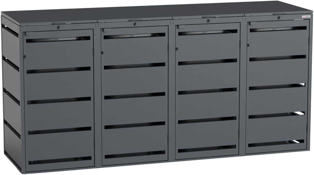 BIO Stefan Dagobert - Set di 2 scatole per bidoni della spazzatura da 120 litri, in acciaio zincato, robusto rivestimento per bidoni della spazzatura, utilizzabile come scatola per pacchetti, scatola