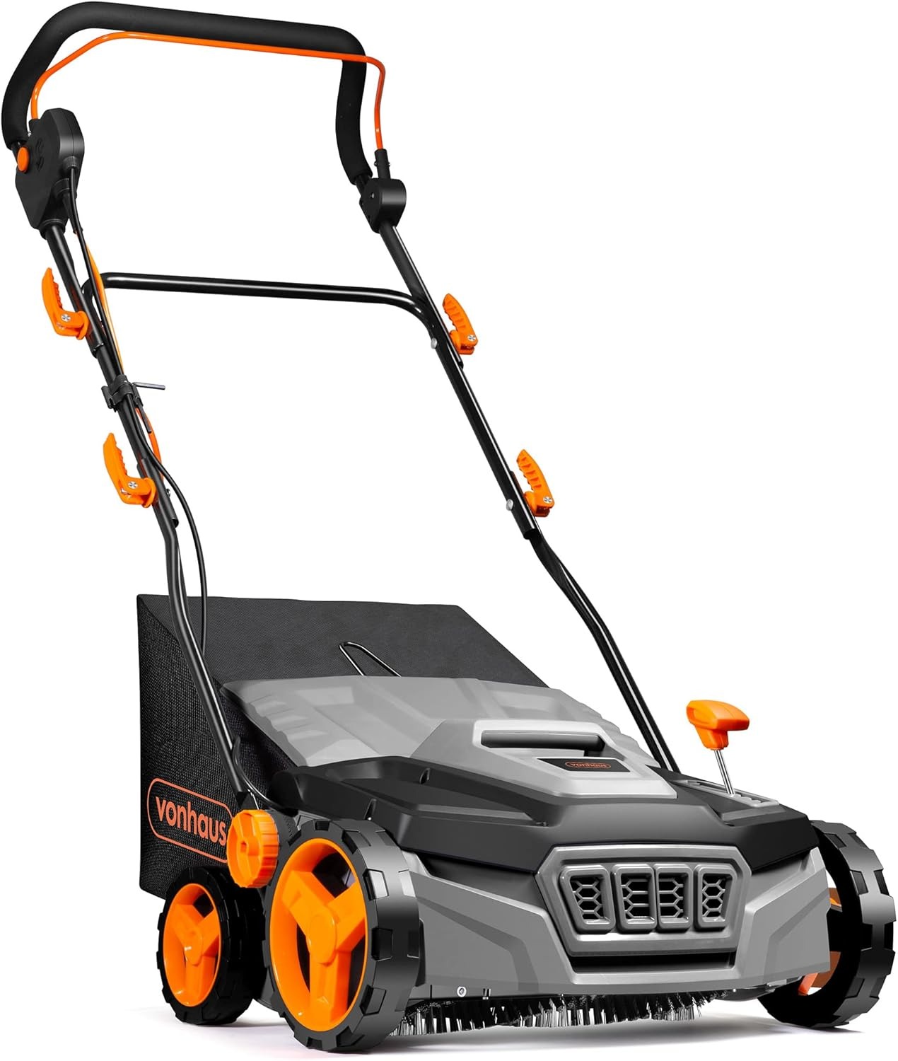 VonHaus Spazzatrice per prati artificiali da 1800 W, spazzola per prato, spazzola per prato, artificiale elettrica, borsa da raccolta 45 l, 5 altezze regolabili, larghezza di lavoro 380 mm