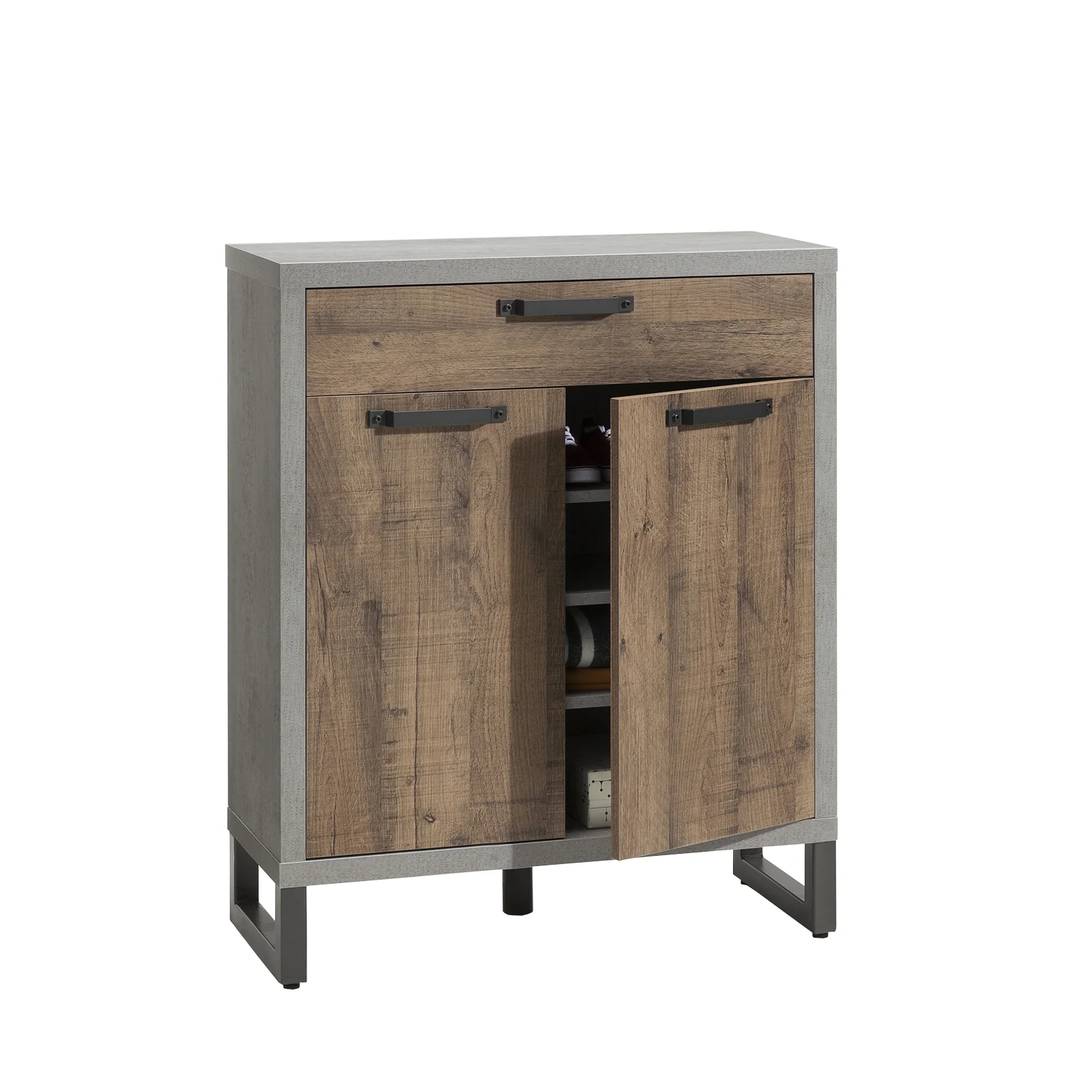 Scarpiera base multiuso LaFabrica grigio cemento e rovere invecchiato