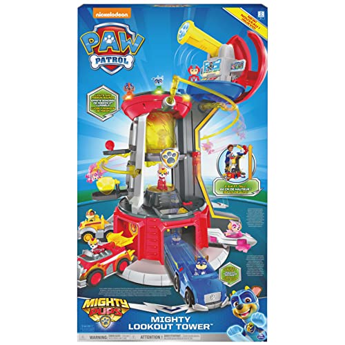 Paw Patrol, Set di Gioco e Torre di Controllo Mighty Pups Super Paws con luci ed Effetti sonori, per Bambini dai 3 Anni in su : Giochi e giocattoli
