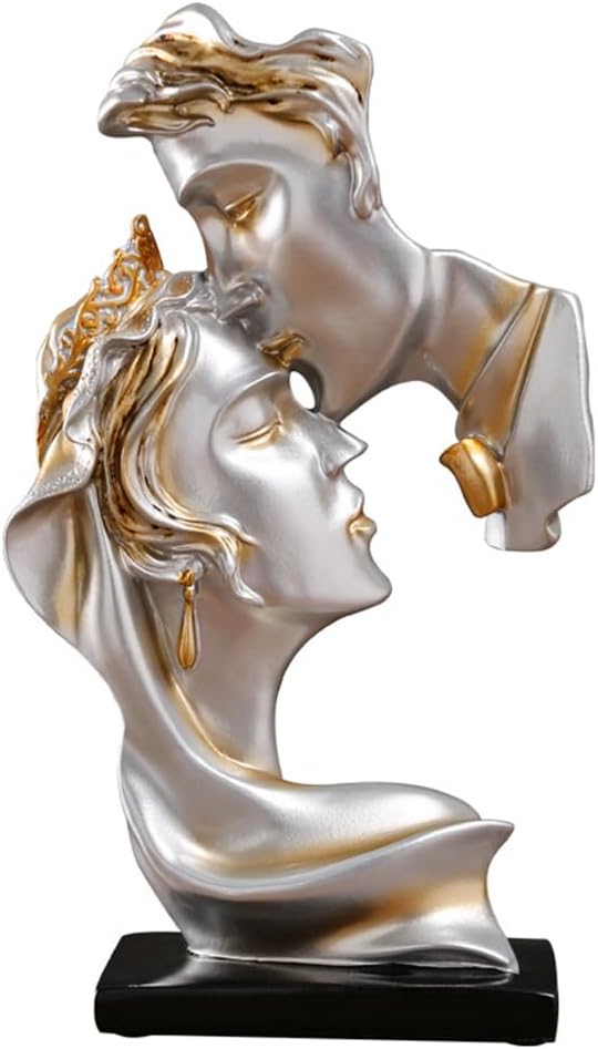 JXCBXJ Scultura Grigio,Coppia statua creativa bacio scultura,Statua Bacio d'Amore,Statuette Decorative Casa,statua romantica,Idea Regalo.