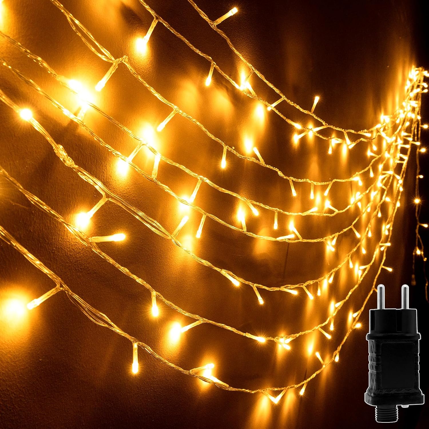 Uping Luci Natale Esterno Luci Albero di Natale Interno 200 LED 20M Catena Luminosa Bianco Caldo Lucine Decorazioni Natalizie Casa Giardino