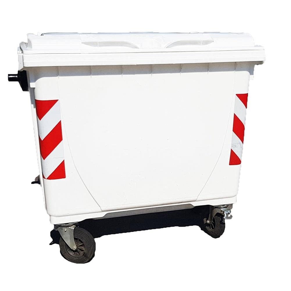 Cassonetto per la raccolta differenziata rifiuti, capacit脿 660 Lt, certificato UNI EN 840, coperchio piano, colore bianco