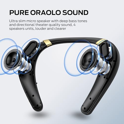 oraolo Altoparlante Bluetooth con fascia da collo, altoparlante indossabile wireless con 12 ore di autonomia, suono stereo 3D, suono portatile, impermeabile IPX7, per sport all'aperto : Elettronica