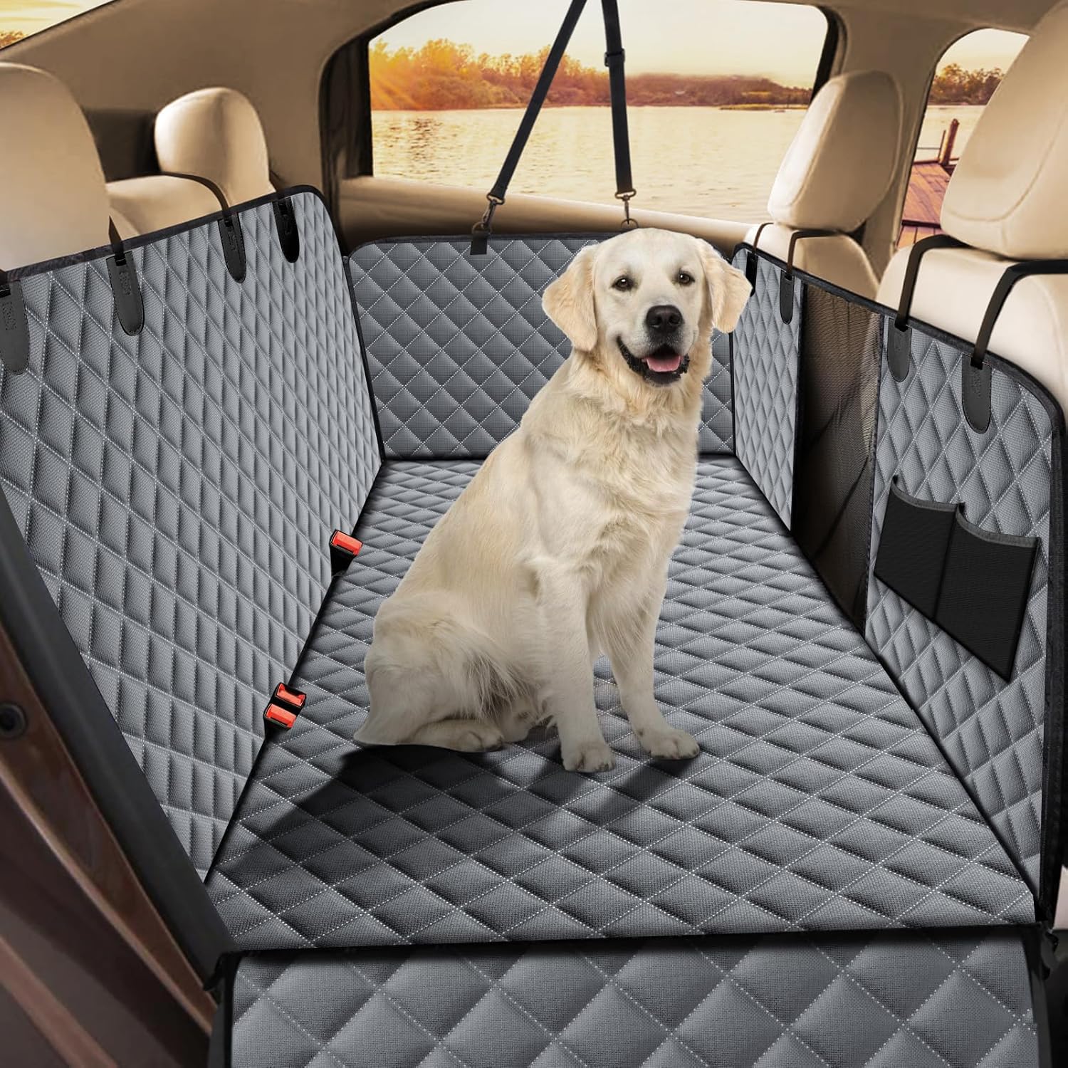JOEJOY Car Seat Cover for Dogs Rear Seat Covers for Dogs Car Cover for Dogs Back Seat Cover Dog Cover Anti-Scratch and Non-Slip Oxford Cloth Waterproof Black
