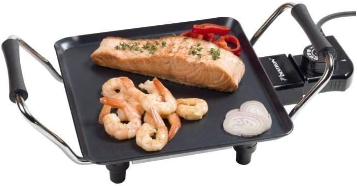 Bestron XXL Plancha Electric Grill Plancha Griddle with Non-Stick Coating, Grill Fun for up to 8 People, Extra Long Cooking Surface (Black)