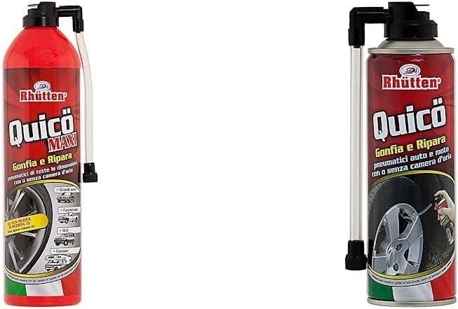 Rhutten, Quico Maxi, Bomboletta Spray Gonfia e Ripara Pneumatici Auto, Moto, Suv, Camper, Kit Gonfiaggio Gomme, 750ml