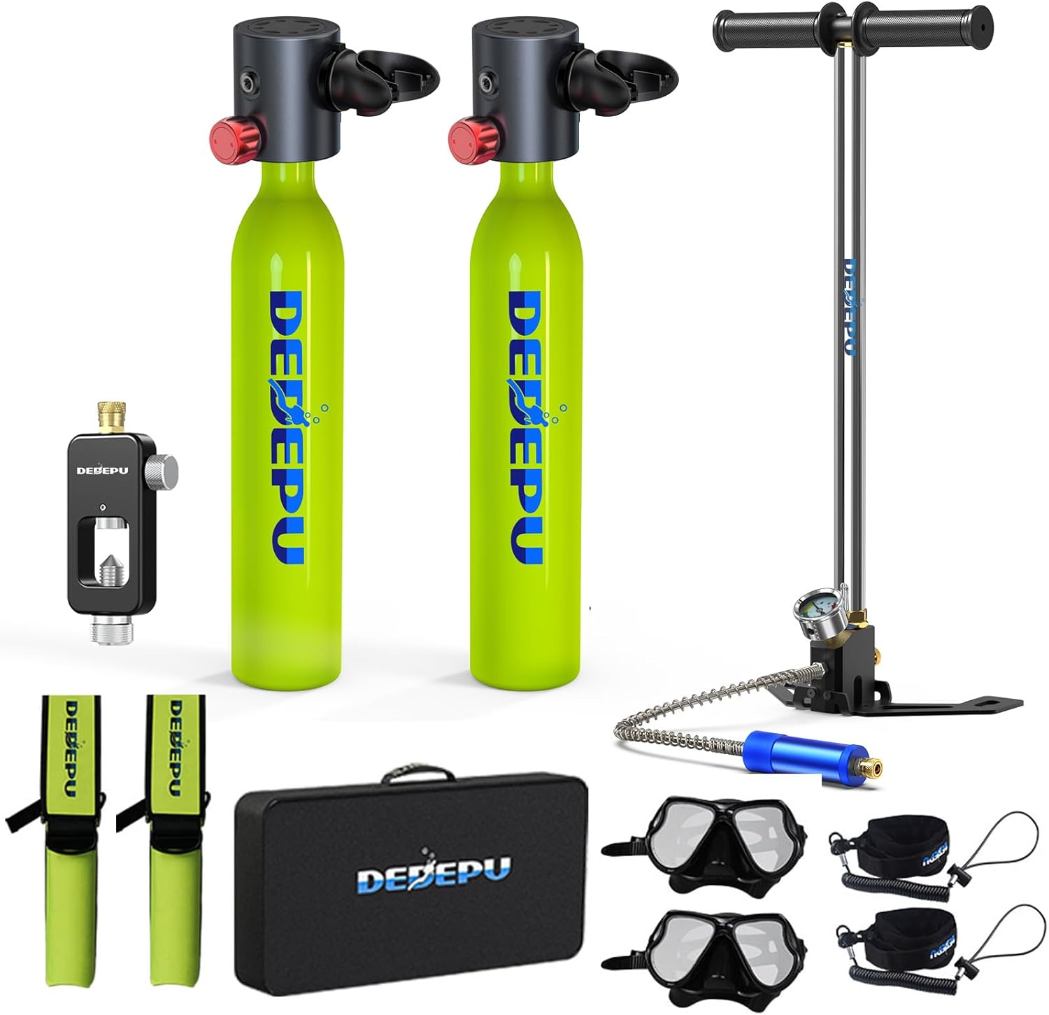 Bombola per immersioni subacquee, mini bombola da 0,5 l a pressione costante, bombole con valvola di intercettazione, capacità di immersione subacquea di 5-10 minuti, mini bombole portatili, bombole per immersioni subacquee con pompa