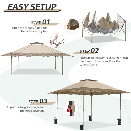 Eagle Peak,Tenda a baldacchino con gamba dritta, per esterni istantanea, con grondaia estensibile automaticamente, 169 metri quadrati di ombreggiatura (beige/marrone) : Amazon.it: Fai da te
