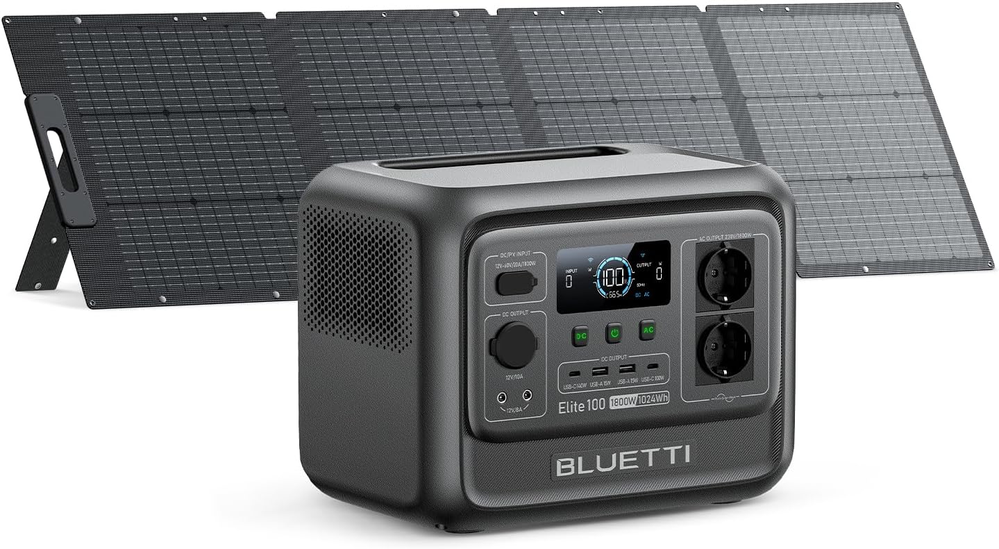 BLUETTI Elite 100 V2 (2025 New) Portable Power Station, LFP 1024Wh Battery, 2 1800W AC Outputs (3600W Peak), 35% Smaller, Power Supply for Camping, Outages, UPS Backup