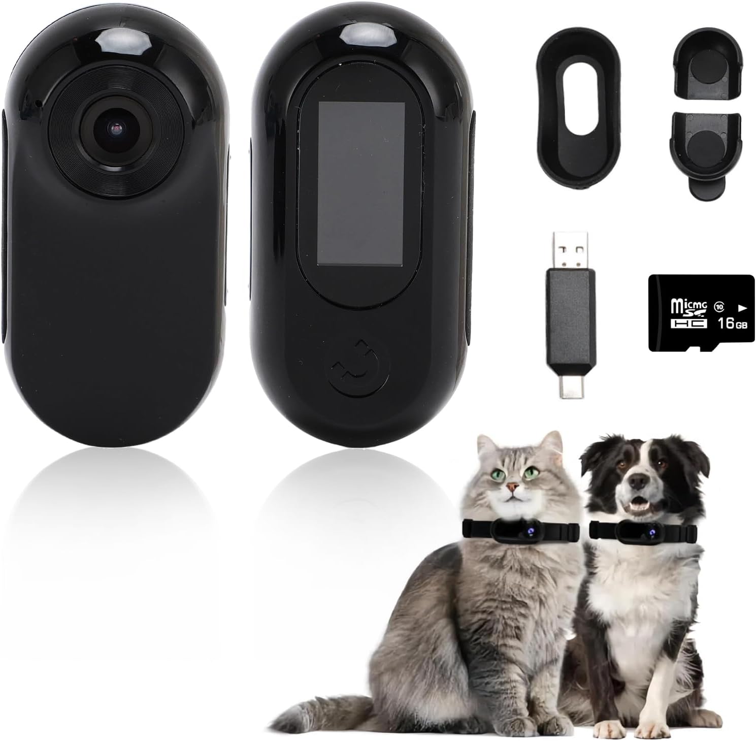 Elprico Collare per Fotocamera per Gatti, Fotocamera per Collare per Cani Grandangolare WiFi 1080P 120°, Fotocamera per Azioni Sportive Fotocamera per Collare per Gatti per Forniture per