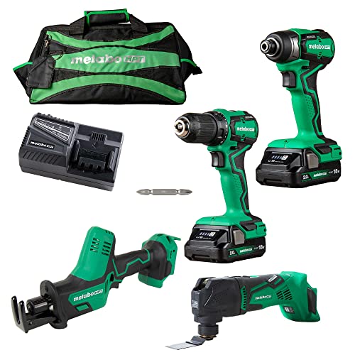 Metabo HPT KC18DDX4S   Kit combinato senza fili, 4 pezzi, 18 V, MultiVolt™, con trapano avvitatore a percussione con una sola mano, multi utensile oscillante : Amazon.it: Fai da te
