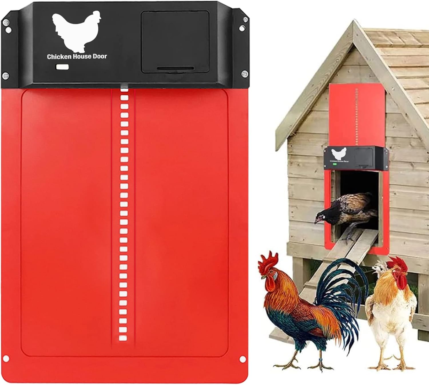 Automatic Chicken Coop Door, Automatic Chicken Coop Door, Electric Chicken Coop Door with Light Sensor, Battery Powered Automatic Chicken Coop Door, Waterproof (Brown)