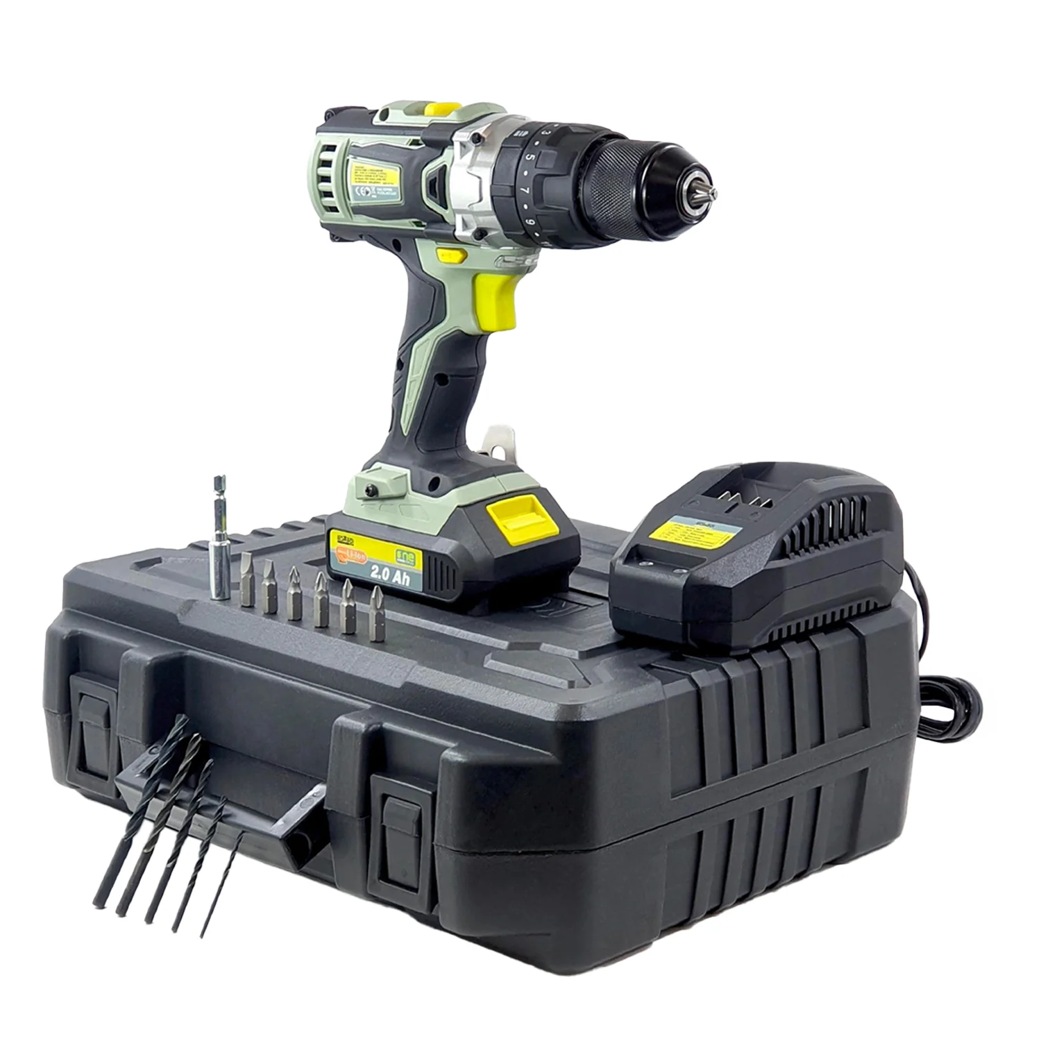 Trapano Avvitatore A Percussione Con Batteria 2ah E Valigetta Con 13 Accessori 20v - 230hz