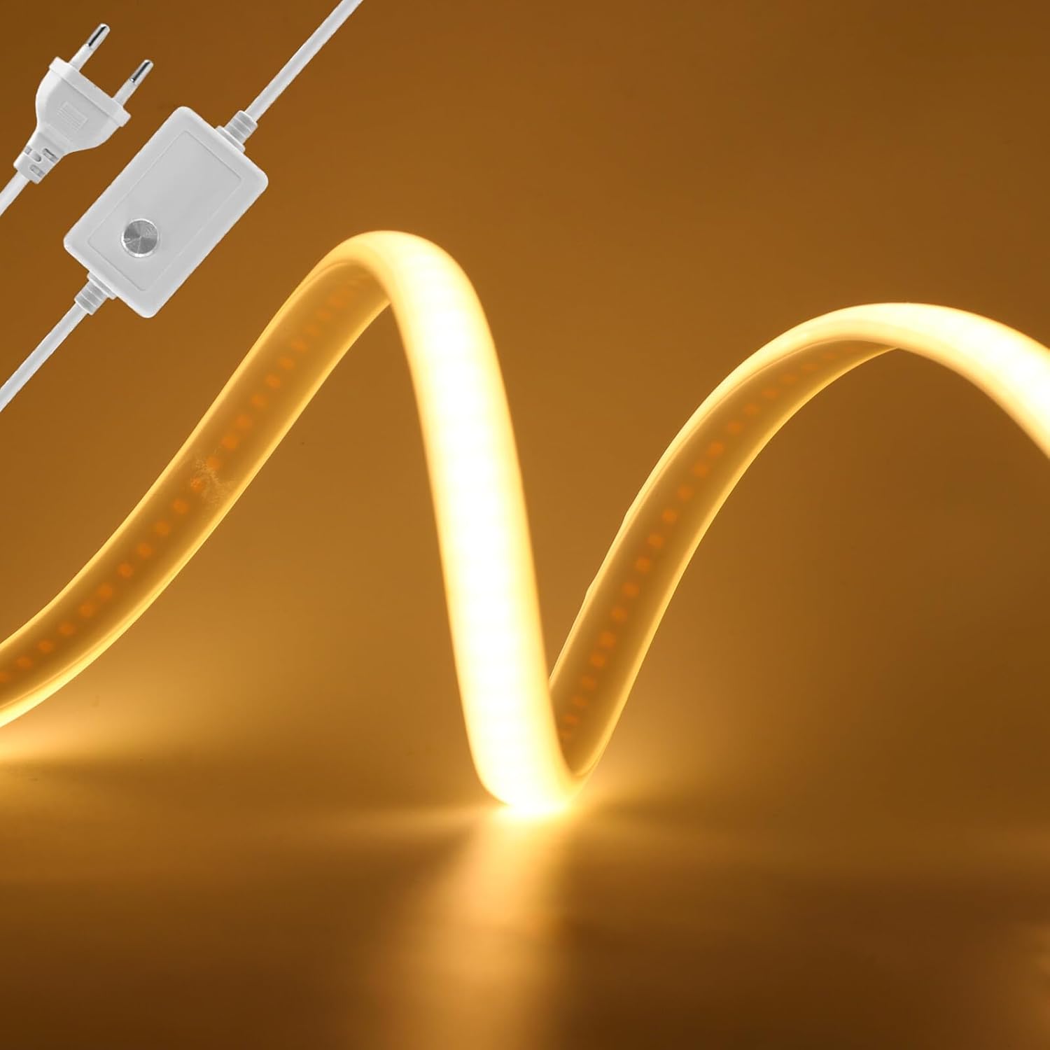 HEGEHE - Striscia LED COB dimmerabile 230V, IP65 Impermeabile Flessibile, 320 LED/m 6m Bianco Caldo 3000K Striscia LED FCOB Super Luminosa CRI90+, Tagliabile 50cm