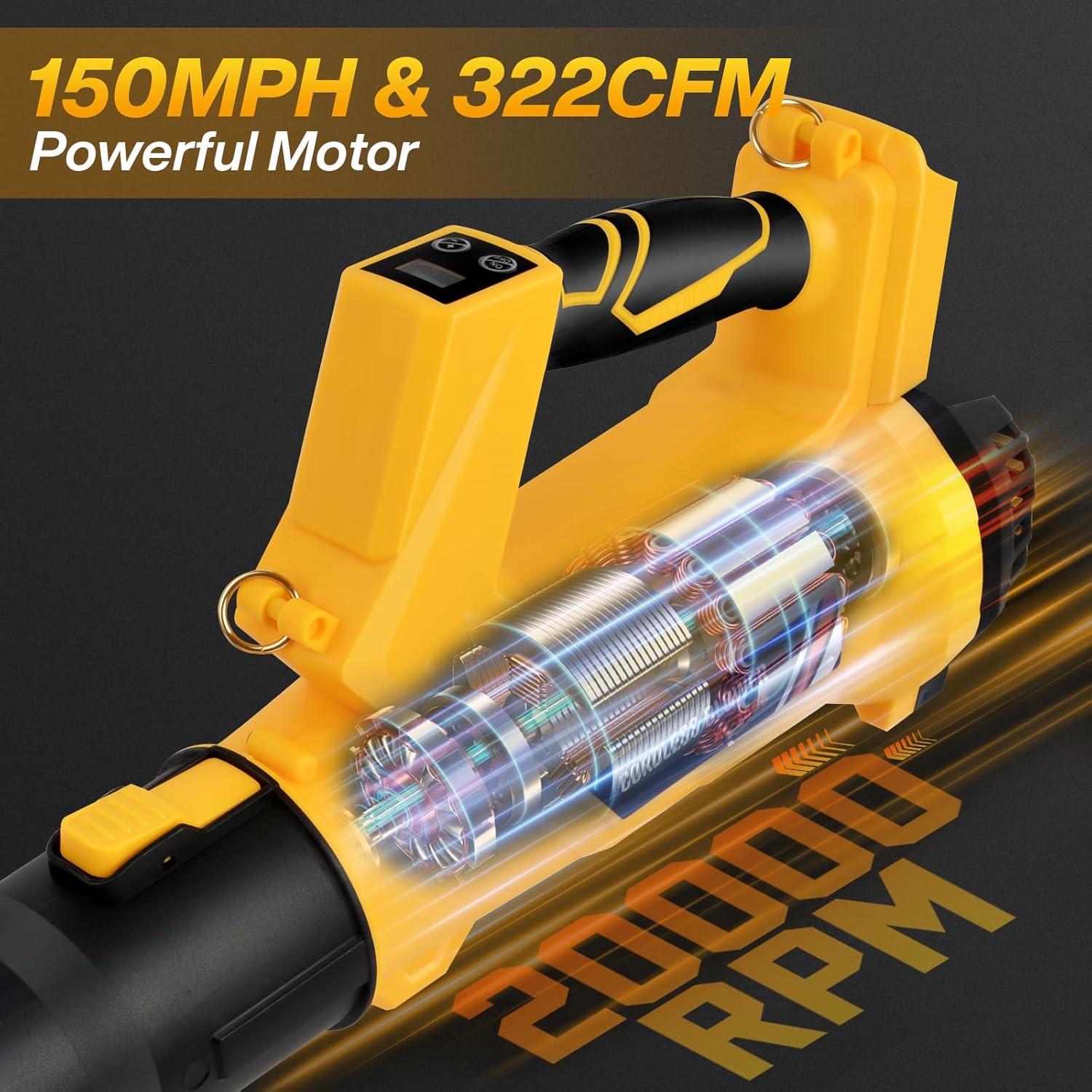 Battery Blower for Leaves: 21 V Leaf Blower with 4.0 Ah Battery, 218 km/h, 20000 RPM, 6 Speed, 2 Nozzles, Electric Blower for Cleaning Leaves, Removing Dust