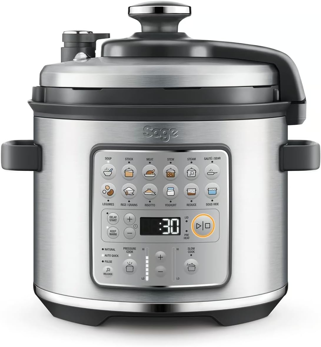 Sage - The Fast Slow Pro - Pressure Cooker, Slow Cooker, Salt, Steam, Stew, Make Risotto, Brushed Stainless Steel