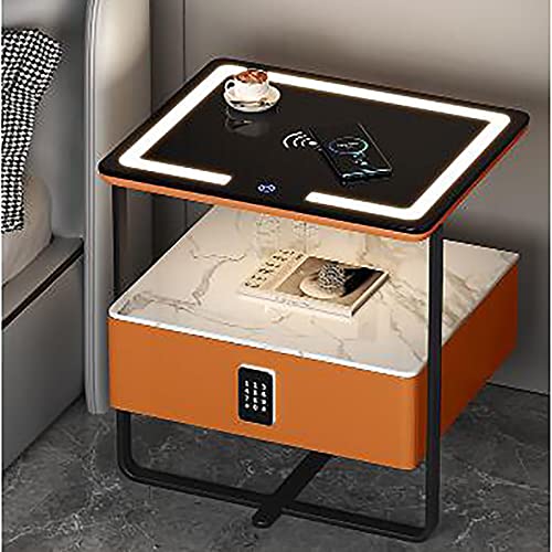 Comodino con Stazione di Ricarica Comodino con Prese E Porte USB Ricarica Wireless Intelligente con Luce Tattile A LED con Cassetti E Barra Luminosa Tavolo in Vetro Temperato (Color : Orange, Size : Amazon.it: Casa e cucina
