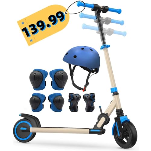 iScooter Monopattino Elettrico Bambini da 6 12 anni, Altezza Regolabili, Pieghevole Monopattino Elettrico Bambino, Due Tipi Freni, Autonomia Max 15KM, Velocità Max 15KM/H, Regalo per Bambini, Blu : Sport e tempo libero