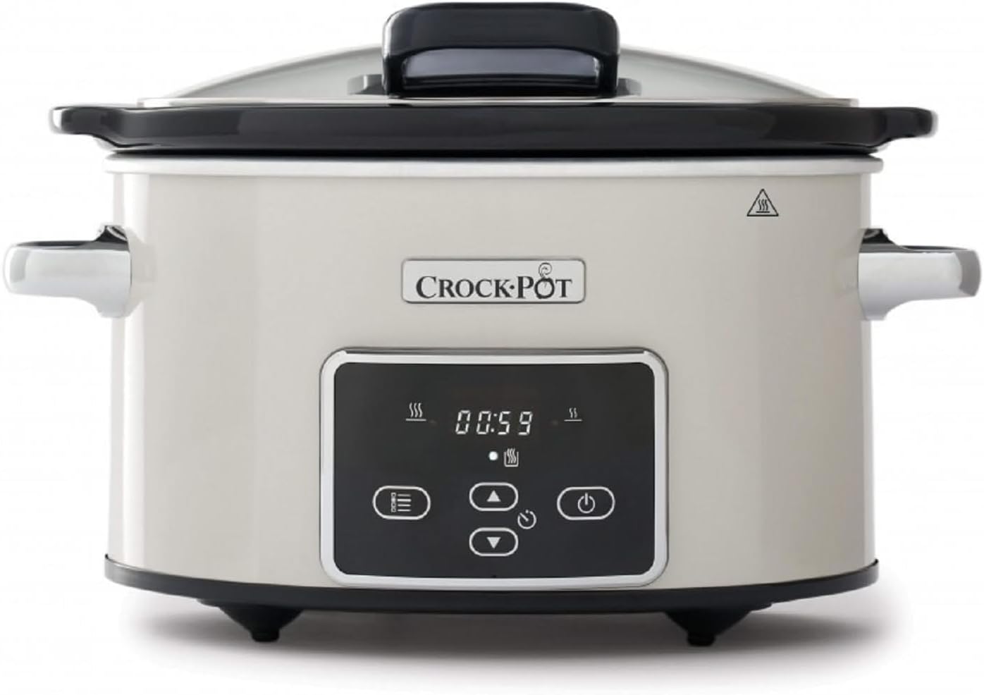 Crock-pot Slow Cooker, Slow Cooker, 3.5 Litres, Up to 4 People, Hinged Lid, Digital Countdown Timer, 2 Cooking Settings and Automatic Warm Function, 200 W, Ceramic, Beige