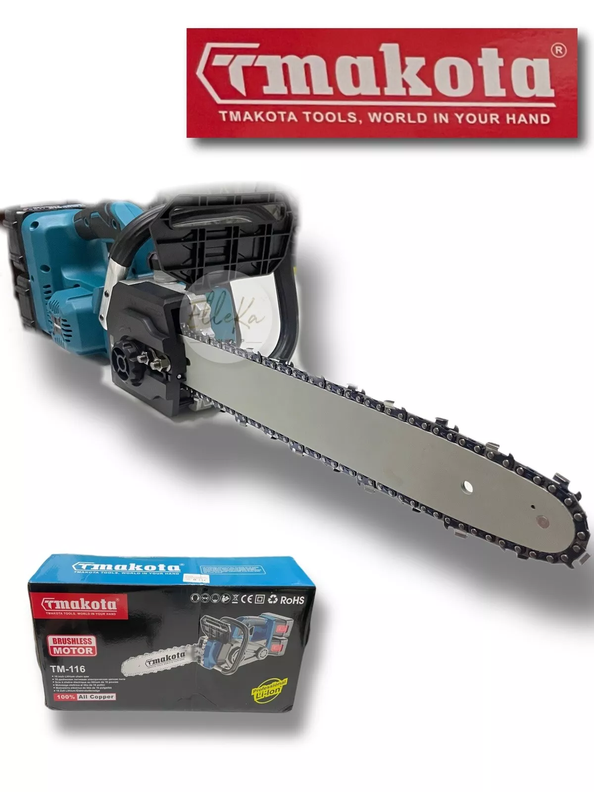 Motosega A Batteria 16 Pollici 2 batterie 68V Con Doppio Caricatore E valigetta Makota