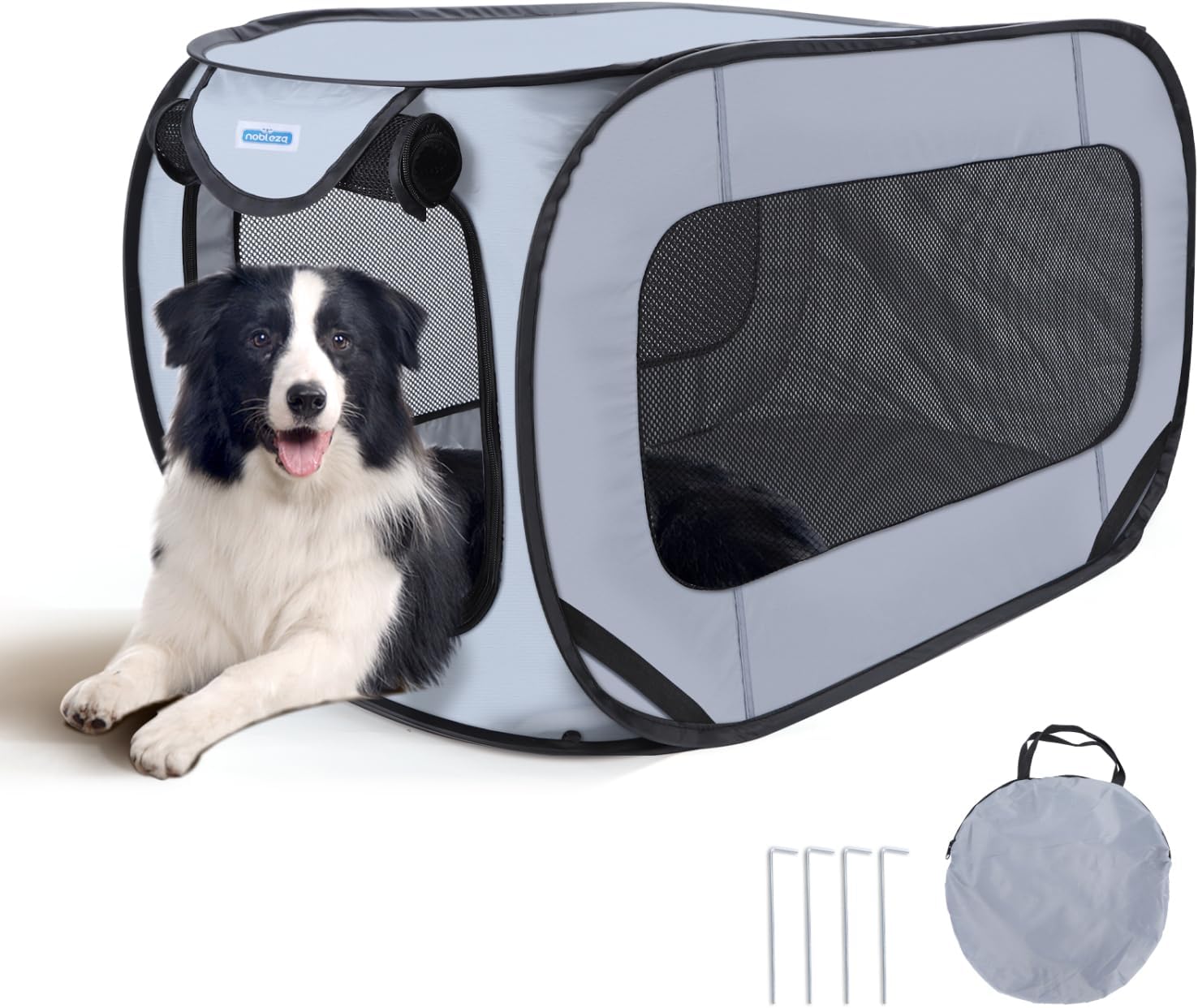 Nobleza Gabbia Portatile per Cani Gatti Auto, Recinto Pieghevole per Cani, Recinto per Animali Domestici in Tessuto Oxford Impermeabile Placcato Argento 210D, Adatto per Interni ed Esterni, 93*54*54cm