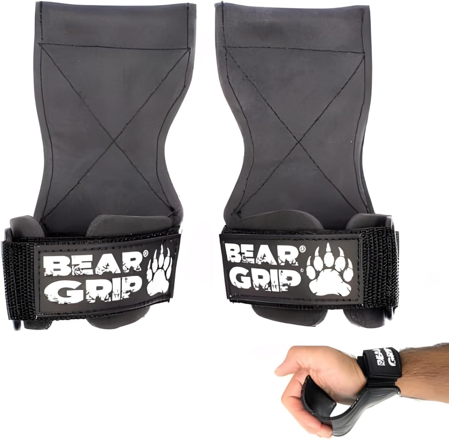 BEAR GRIP Multi Grip Straps/Hooks, Premium Fasce/Ganci Multi Grip per Sollevamento Pesi Pesanti/Guanti