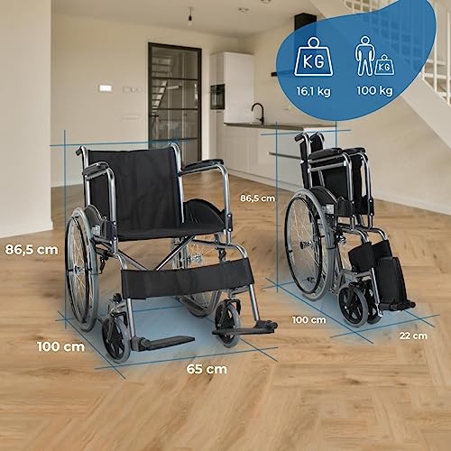 Mobiclinic®, Sedia a rotelle, Auto propulsa, Carrozzina pieghevole, Alcazaba, Seduta 46 cm, Sistema per superare i cordoli, Braccioli imbottiti, Poggiapiedi ribaltabili, Leggera, Freno sulle ruote : Amazon.it: Salute e cura della persona
