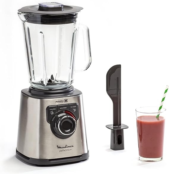 Moulinex LM811D PerfectMix + Blender Frullatore Tritatutto Elettrico, Tecnologia Powelix, Multifunzione, 1200W, Capacità totale 2L (utile 1.5L), 3 Programmi, Vaso in Vetro Termoresistente Visita lo Store di Moulinex